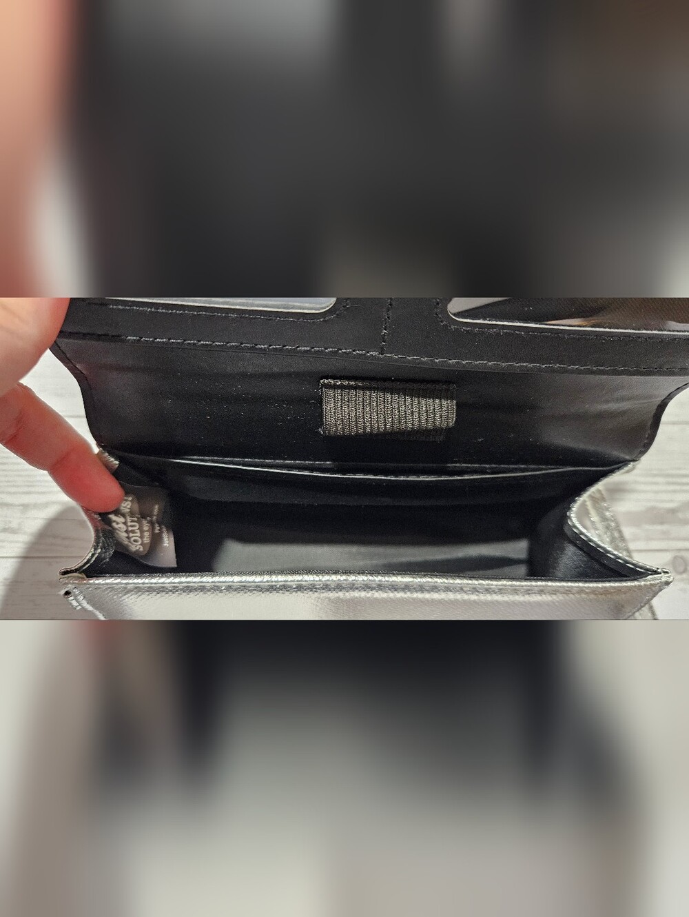 Metallic Silver Women's Clutch Wristlet - Picture 5 of 7